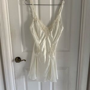 white satin and lace slip